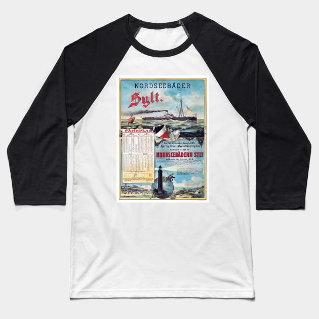 Vintage Travel Poster Nordseebäder Sylt Baseball T-Shirt by vintagetreasure